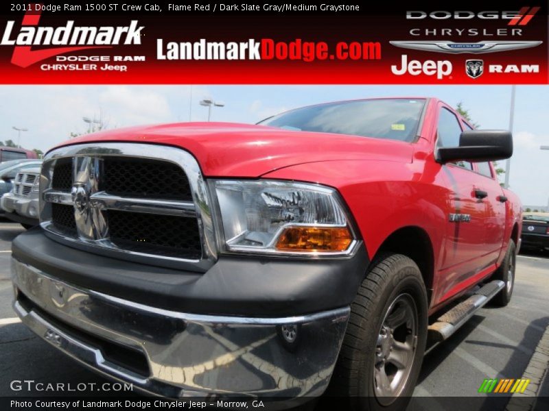 Flame Red / Dark Slate Gray/Medium Graystone 2011 Dodge Ram 1500 ST Crew Cab