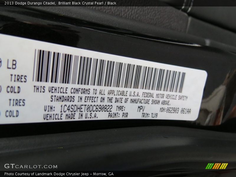 Brilliant Black Crystal Pearl / Black 2013 Dodge Durango Citadel
