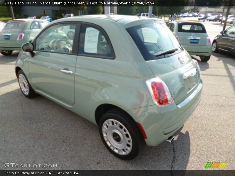 Verde Chiaro (Light Green) / Tessuto Marrone/Avorio (Brown/Ivory) 2012 Fiat 500 Pop