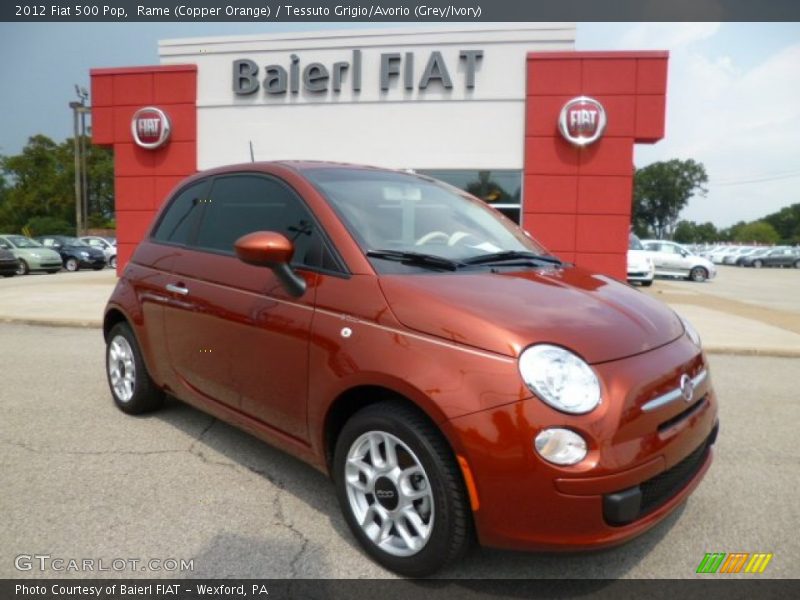 Rame (Copper Orange) / Tessuto Grigio/Avorio (Grey/Ivory) 2012 Fiat 500 Pop