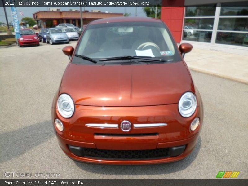 Rame (Copper Orange) / Tessuto Grigio/Avorio (Grey/Ivory) 2012 Fiat 500 Pop