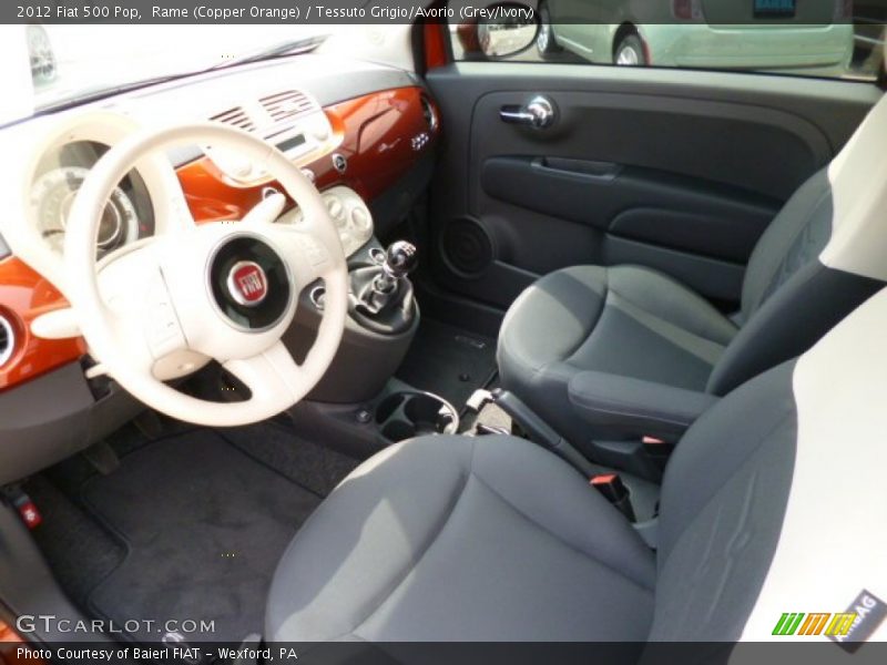 Rame (Copper Orange) / Tessuto Grigio/Avorio (Grey/Ivory) 2012 Fiat 500 Pop