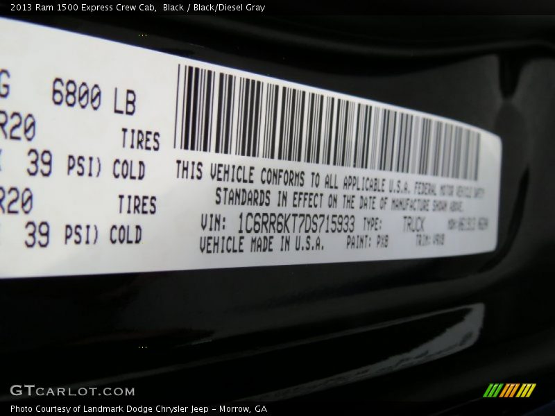 Black / Black/Diesel Gray 2013 Ram 1500 Express Crew Cab