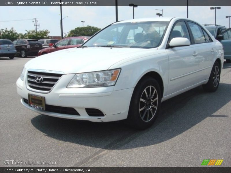 Powder White Pearl / Camel 2009 Hyundai Sonata GLS