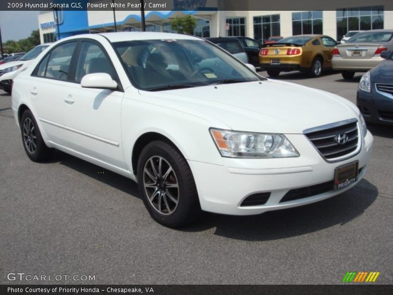 Powder White Pearl / Camel 2009 Hyundai Sonata GLS