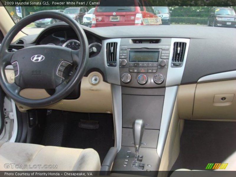 Powder White Pearl / Camel 2009 Hyundai Sonata GLS