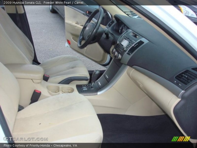 Powder White Pearl / Camel 2009 Hyundai Sonata GLS