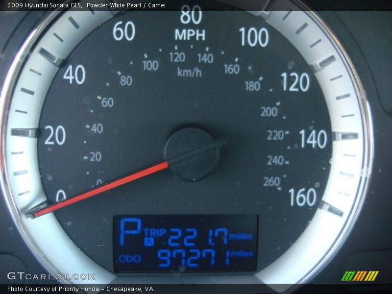 Powder White Pearl / Camel 2009 Hyundai Sonata GLS