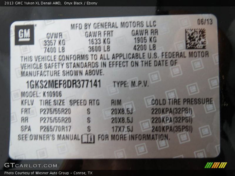 Onyx Black / Ebony 2013 GMC Yukon XL Denali AWD