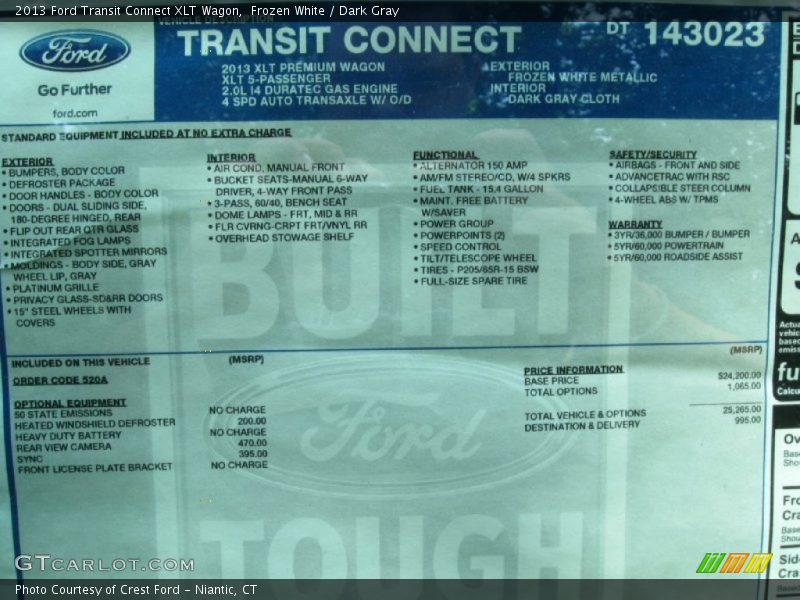 Frozen White / Dark Gray 2013 Ford Transit Connect XLT Wagon