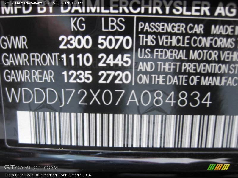 Black / Black 2007 Mercedes-Benz CLS 550