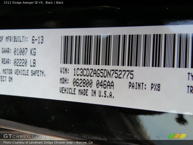 Black / Black 2013 Dodge Avenger SE V6