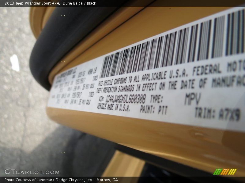 Dune Beige / Black 2013 Jeep Wrangler Sport 4x4