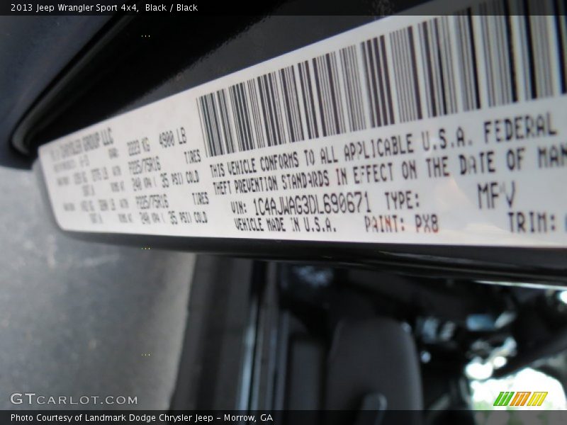 Black / Black 2013 Jeep Wrangler Sport 4x4