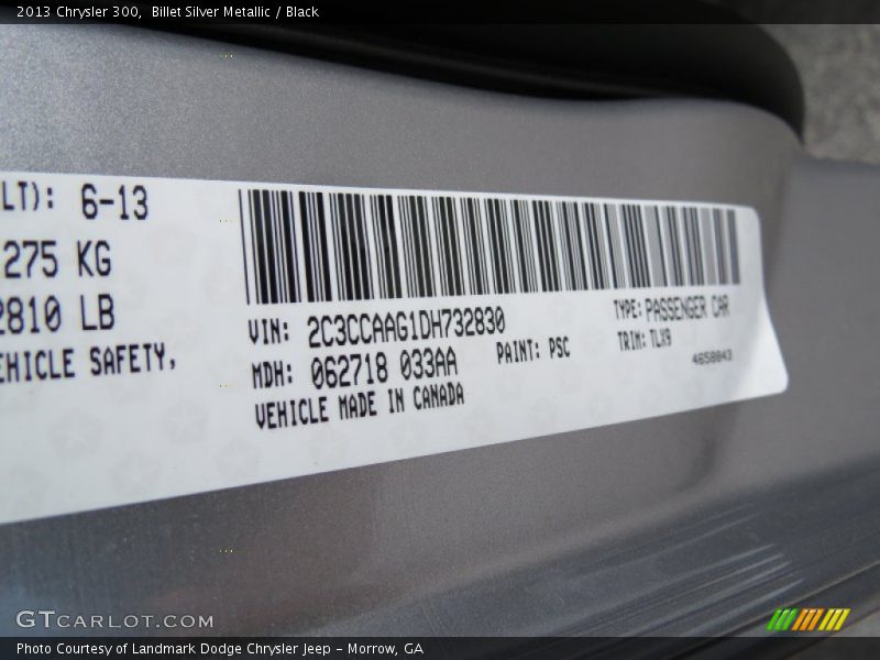 Billet Silver Metallic / Black 2013 Chrysler 300