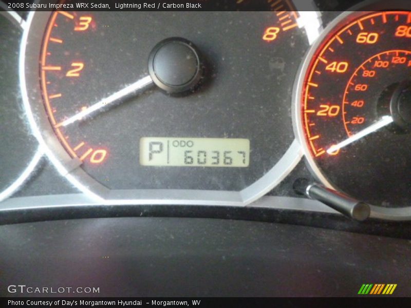 Lightning Red / Carbon Black 2008 Subaru Impreza WRX Sedan