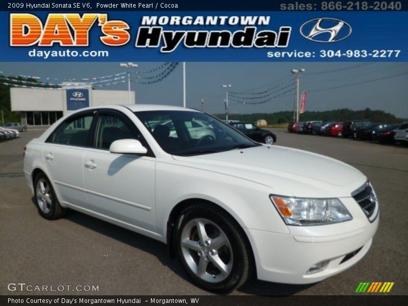 Powder White Pearl / Cocoa 2009 Hyundai Sonata SE V6