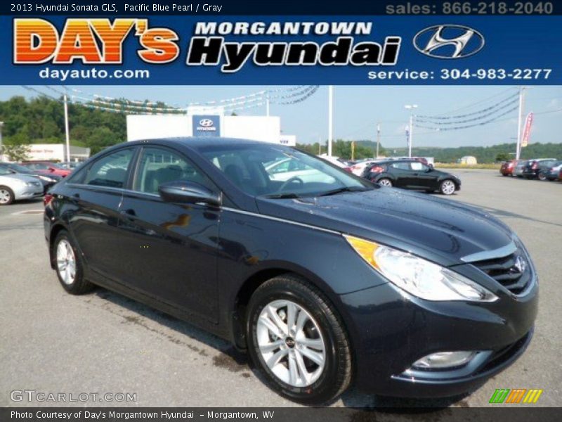 Pacific Blue Pearl / Gray 2013 Hyundai Sonata GLS