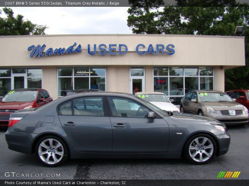 Titanium Grey Metallic / Beige 2007 BMW 5 Series 550i Sedan