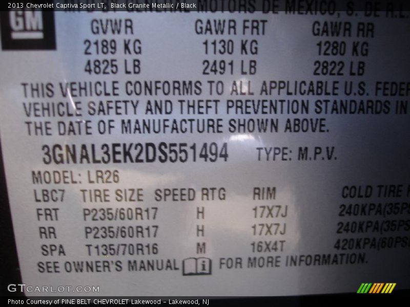 Black Granite Metallic / Black 2013 Chevrolet Captiva Sport LT