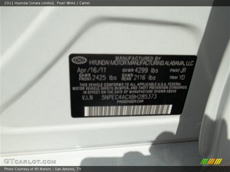 Pearl White / Camel 2011 Hyundai Sonata Limited