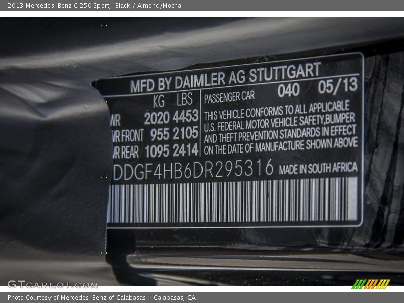 Black / Almond/Mocha 2013 Mercedes-Benz C 250 Sport