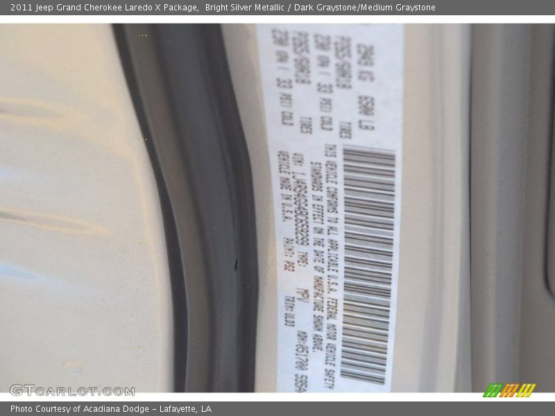 Bright Silver Metallic / Dark Graystone/Medium Graystone 2011 Jeep Grand Cherokee Laredo X Package