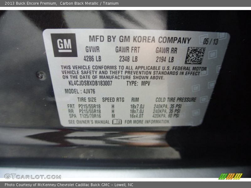 Carbon Black Metallic / Titanium 2013 Buick Encore Premium