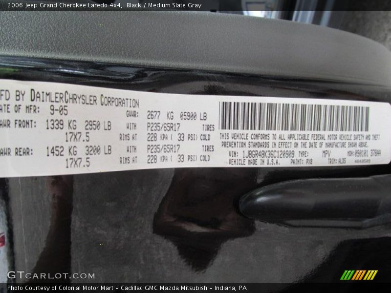 Black / Medium Slate Gray 2006 Jeep Grand Cherokee Laredo 4x4