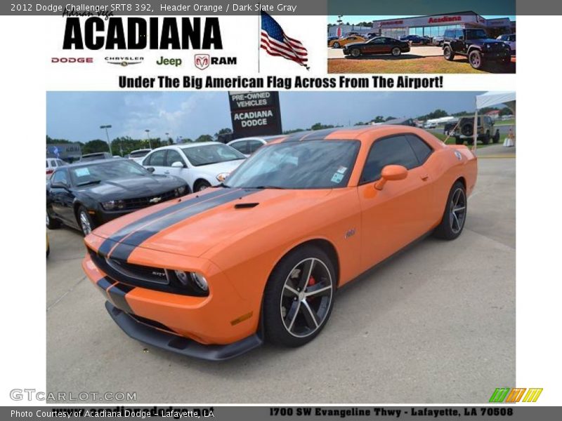 Header Orange / Dark Slate Gray 2012 Dodge Challenger SRT8 392