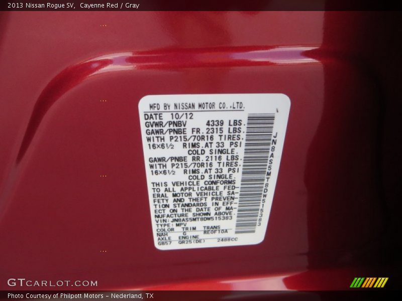 Cayenne Red / Gray 2013 Nissan Rogue SV