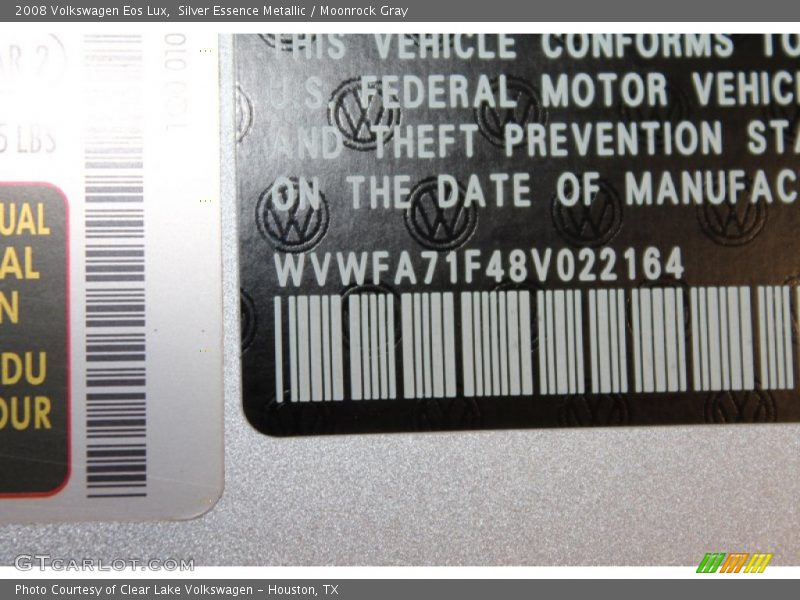 Silver Essence Metallic / Moonrock Gray 2008 Volkswagen Eos Lux