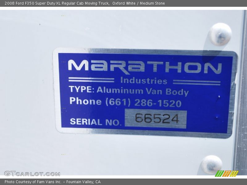 Oxford White / Medium Stone 2008 Ford F350 Super Duty XL Regular Cab Moving Truck