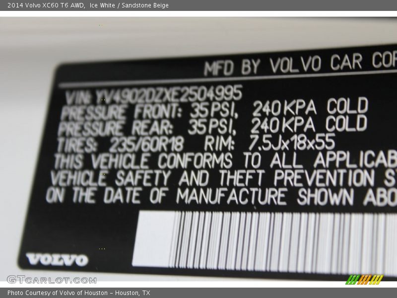 Ice White / Sandstone Beige 2014 Volvo XC60 T6 AWD