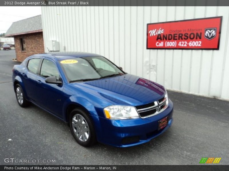 Blue Streak Pearl / Black 2012 Dodge Avenger SE