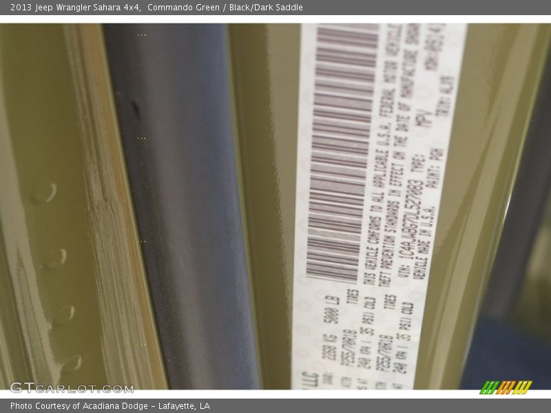 Commando Green / Black/Dark Saddle 2013 Jeep Wrangler Sahara 4x4