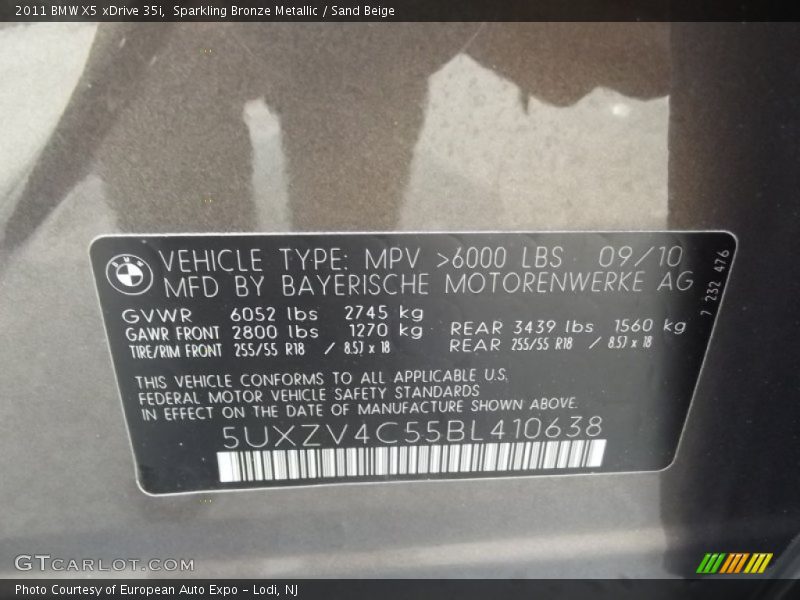 Sparkling Bronze Metallic / Sand Beige 2011 BMW X5 xDrive 35i