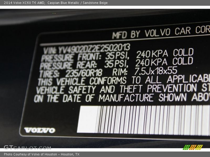 Caspian Blue Metallic / Sandstone Beige 2014 Volvo XC60 T6 AWD