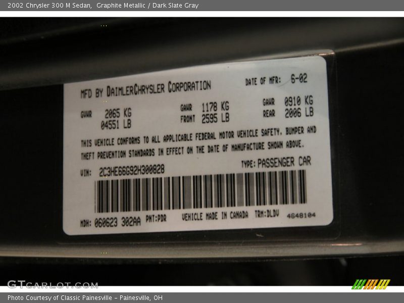 Graphite Metallic / Dark Slate Gray 2002 Chrysler 300 M Sedan