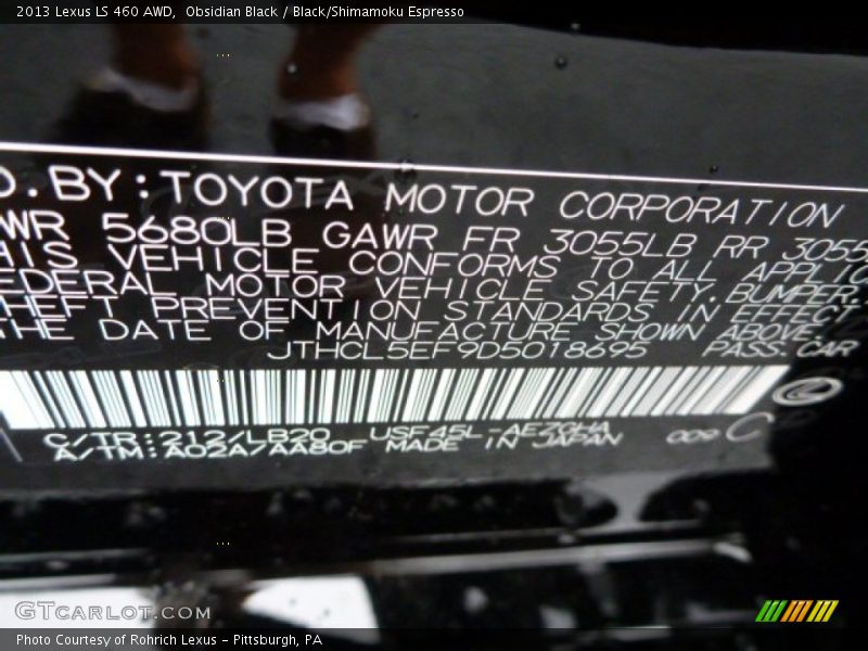 Obsidian Black / Black/Shimamoku Espresso 2013 Lexus LS 460 AWD