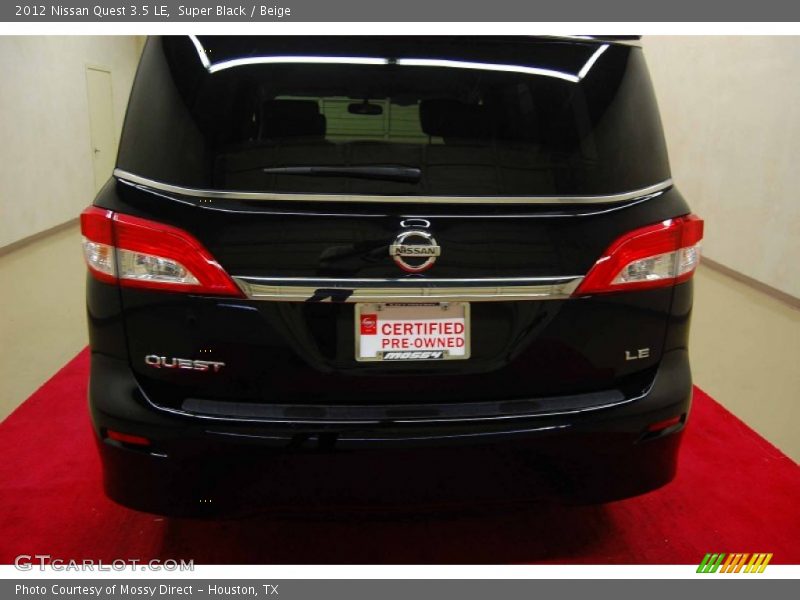 Super Black / Beige 2012 Nissan Quest 3.5 LE