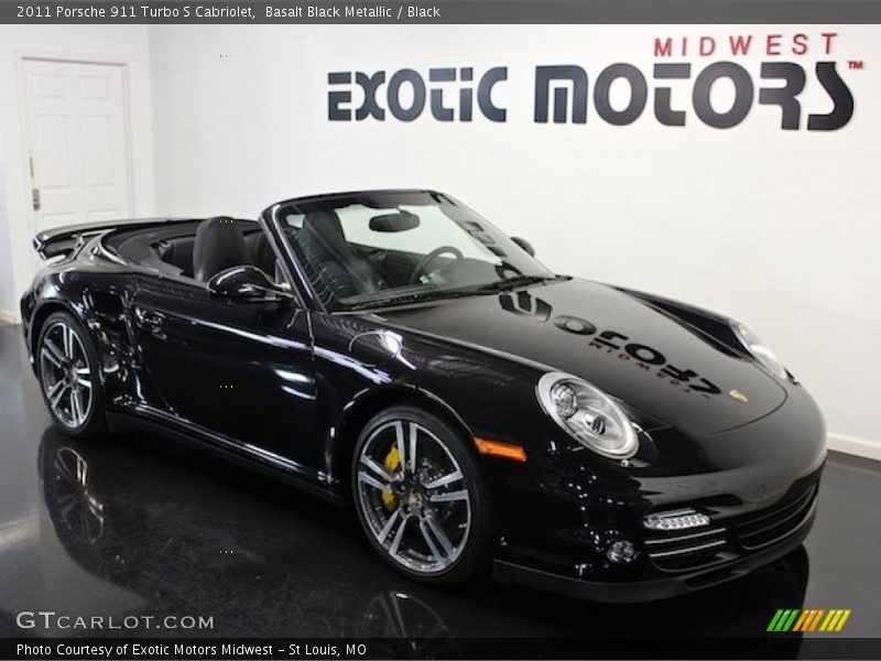 Basalt Black Metallic / Black 2011 Porsche 911 Turbo S Cabriolet