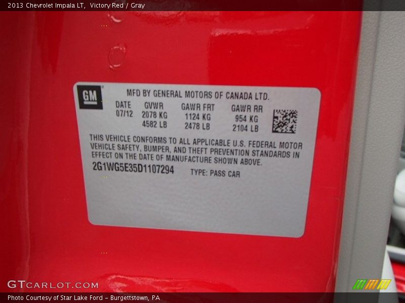 Victory Red / Gray 2013 Chevrolet Impala LT