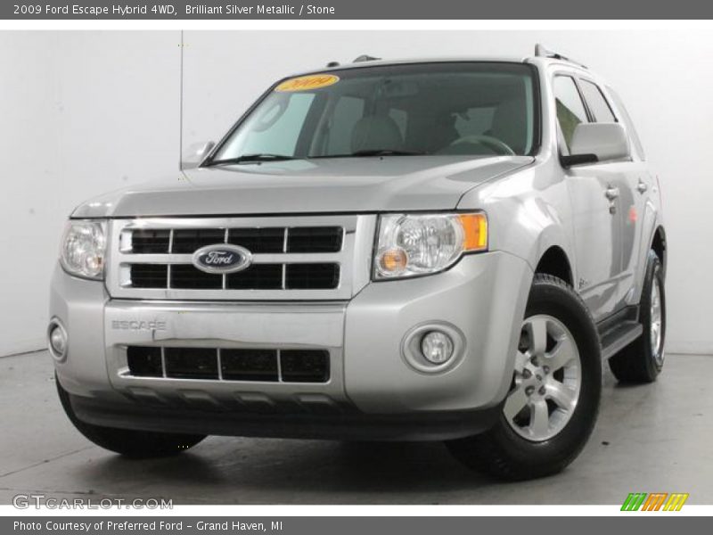 Brilliant Silver Metallic / Stone 2009 Ford Escape Hybrid 4WD
