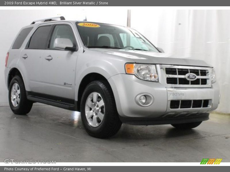 Brilliant Silver Metallic / Stone 2009 Ford Escape Hybrid 4WD