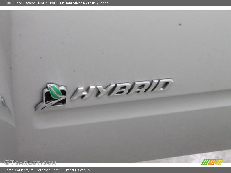 Brilliant Silver Metallic / Stone 2009 Ford Escape Hybrid 4WD