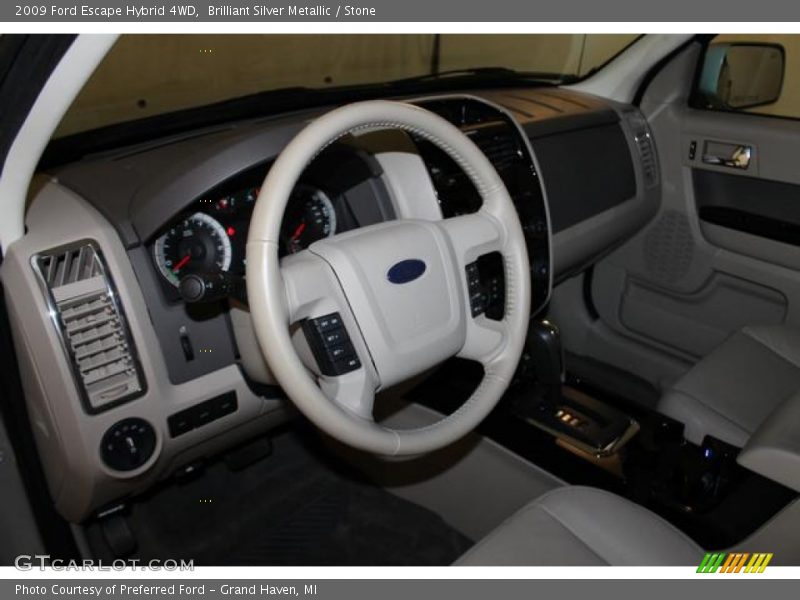 Brilliant Silver Metallic / Stone 2009 Ford Escape Hybrid 4WD