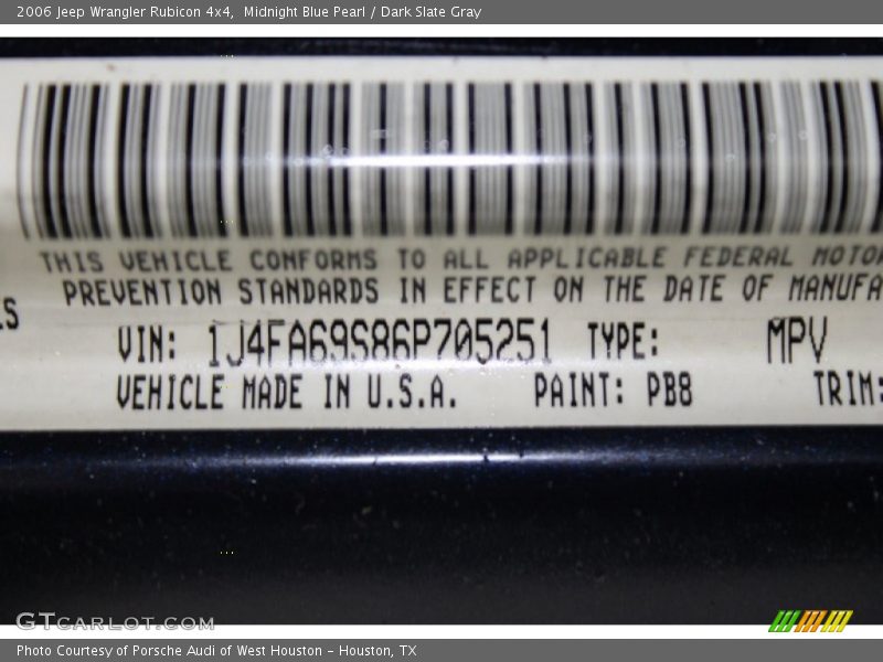 Midnight Blue Pearl / Dark Slate Gray 2006 Jeep Wrangler Rubicon 4x4