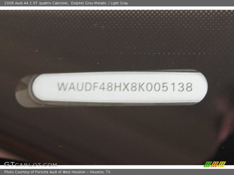 Dolphin Grey Metallic / Light Gray 2008 Audi A4 2.0T quattro Cabriolet
