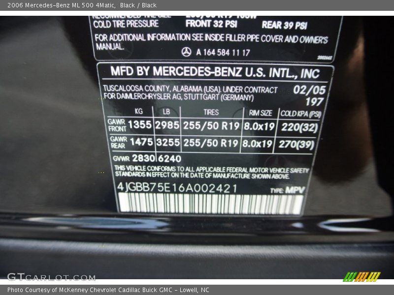 Black / Black 2006 Mercedes-Benz ML 500 4Matic